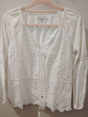 White Eyelet Peasant Blouse